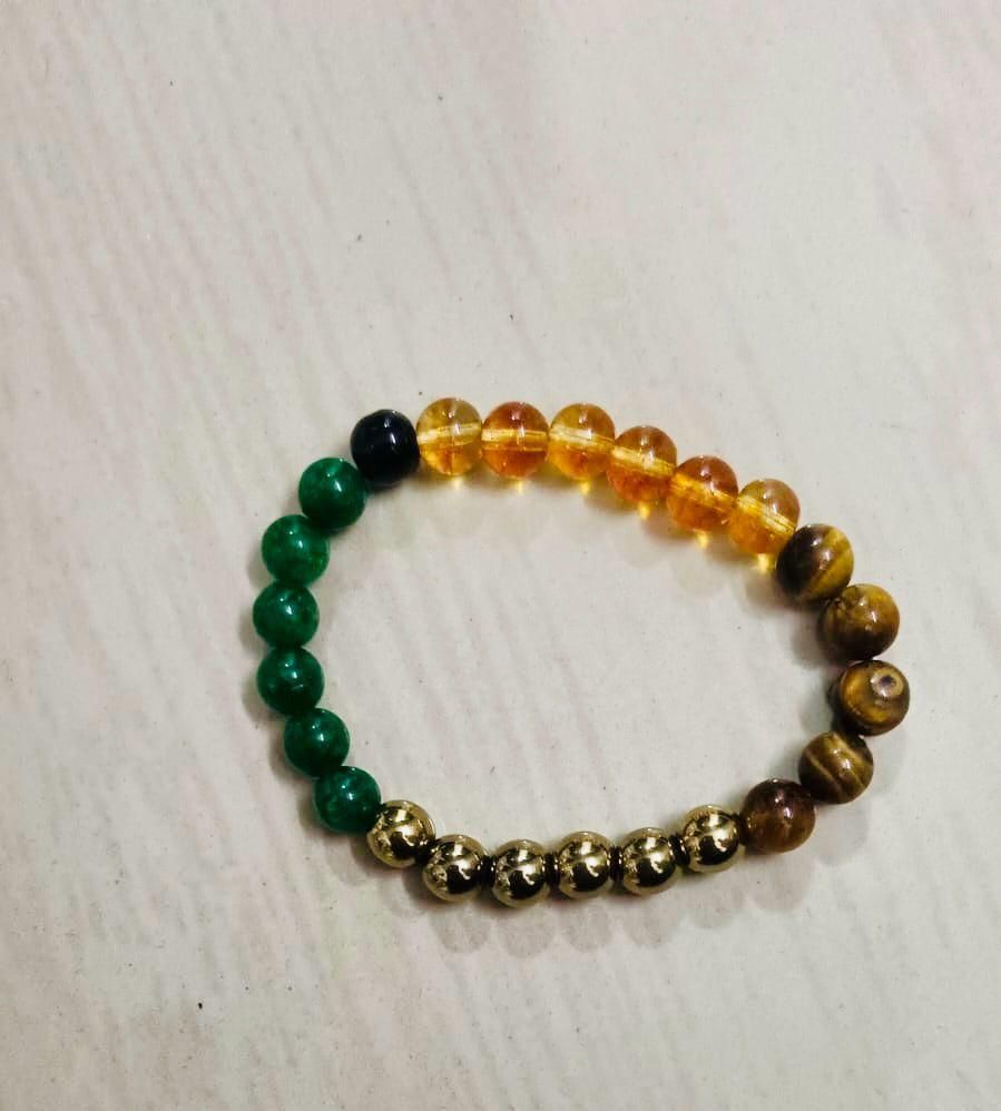 Money Magnet Fusion Band - Pyrite , Citrine, Tiger Eye, and Green Aventurine,