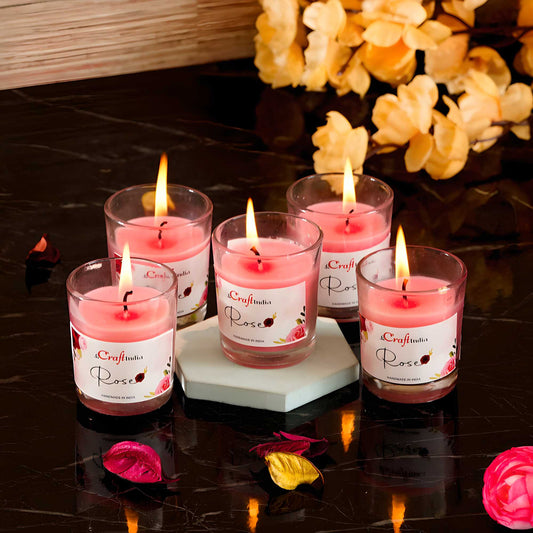 “Aromatic Rose Glass Jar Candles" Premium Fragrance Glass Jar Gift Set