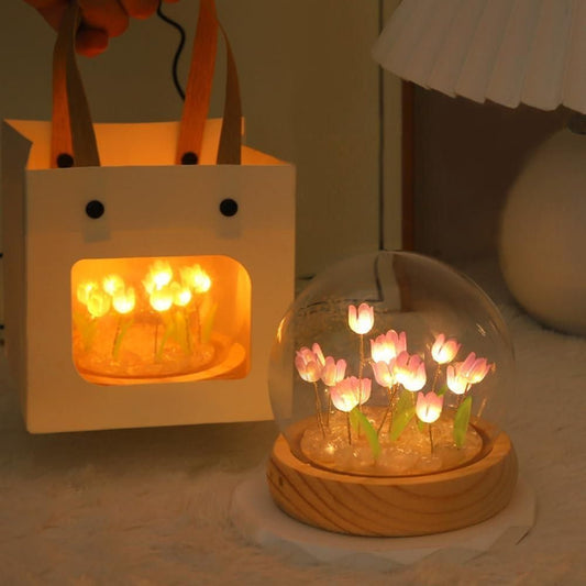 “BloomGlow™ Round Tulip Lamp – Elegant Floral Night Light