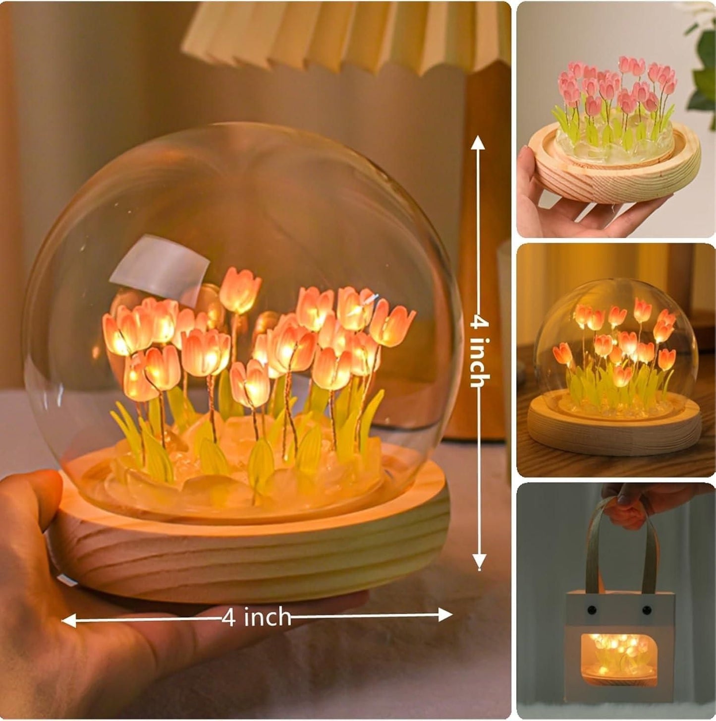 “BloomGlow™ Round Tulip Lamp – Elegant Floral Night Light